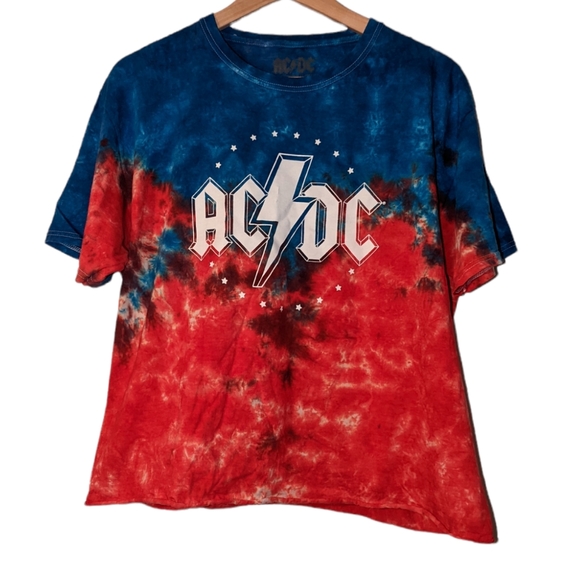 AC/DC | Tops | Acdc Short Sleeve Logo Lightening Cotton Cropped Boxy ...